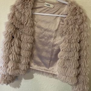 Lark Vntg 1960s Soft Shaggy Crop Open Sweater, XS